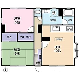 フラットカンベ 2LDKの間取図画像