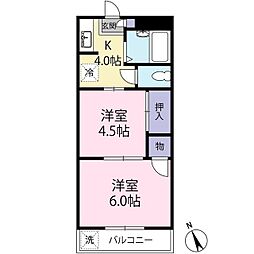 ウィングコート王子 2Kの間取図画像