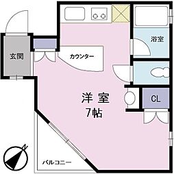 Orangecounty ワンルームの間取図画像