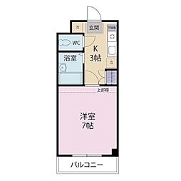 コリーヌ武蔵浦和 1Kの間取図画像