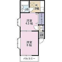 コーポ芳乃コンフォール 2Kの間取図画像
