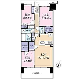 SHINTO　CITY　C棟 5階3LDKの間取り