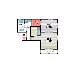 クレア・ド・ルーン 3階1LDKの間取り