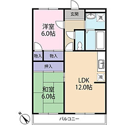 アーバンヒル八王子3 2LDKの間取図画像