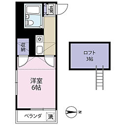 ベルコート宮原 1Kの間取図画像