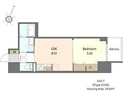 S-RESIDENCE阿波座bouncy 4階1LDKの間取り
