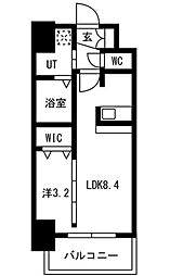 ソルテラスOSAKA緑橋クレスト 2階1LDKの間取り
