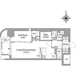 コンフォリア・リヴ北浜淡路町 3階1LDKの間取り