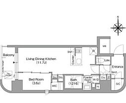 コンフォリア・リヴ北浜淡路町 5階1LDKの間取り