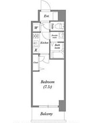 プランドール北浜 5階1Kの間取り