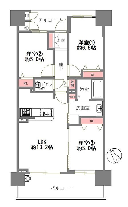 3LDK・3,598万円・64.97m2