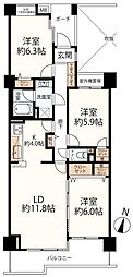 ソルシェ横浜西谷 3LDKの間取図画像
