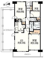横浜常盤台パークホームズ 3LDKの間取図画像