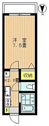 グレースパピヨン 2階1Kの間取り