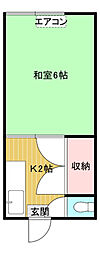 わかば荘 1Kの間取図画像
