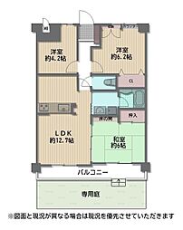ライオンズガーデン上野芝 3LDKの間取図画像