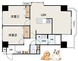 アグラード堺 2LDKの間取図画像