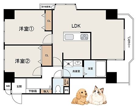【間取図】◆全居室収納あり!豊富な収納スペースで住空間がスッキリして快適に過ごせそうですね♪◆スーパー・コンビニなど徒歩圏内で生活便利な好立地