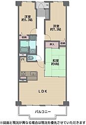 クローバーハイツ上野芝 3LDKの間取図画像