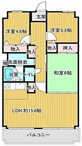 間取り:【間取図】◆約15.6帖のLDKに、洋室2部屋と和室を備えた3LDK。◆各居室に収納スペースがあり、お片付けにも便利。◆リビングに面したバルコニーも魅力の、暮らしやすい間取りです♪ 間取り:【間取図】◆約15.6帖のLDKに、洋室2部屋と和室を備えた3LDK。◆各居室に収納スペースがあり、お片付けにも便利。◆リビングに面したバルコニーも魅力の、暮らしやすい間取りです♪