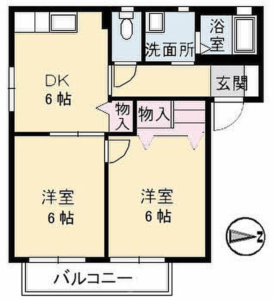 ファミーユ中野B棟 105｜鳥取県境港市中野町(賃貸アパート2DK・1階・43.01㎡)の写真 その2