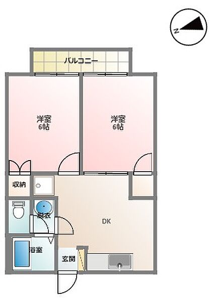 パルディアB 201｜鳥取県米子市皆生5丁目(賃貸アパート2DK・2階・40.15㎡)の写真 その2