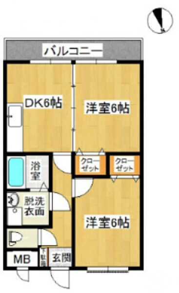 スカイマンションE 405｜鳥取県米子市西福原9丁目(賃貸マンション2DK・4階・51.60㎡)の写真 その2
