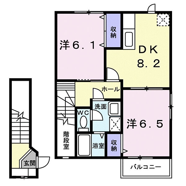 マイルドオークII 205｜鳥取県境港市芝町(賃貸アパート2DK・2階・54.32㎡)の写真 その2