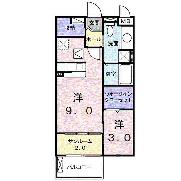 プラシード 103｜鳥取県米子市両三柳(賃貸アパート1LDK・1階・36.79㎡)の写真 その2