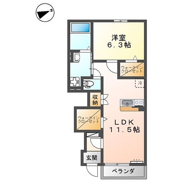 （仮）フレアマンションIII 105｜鳥取県米子市西福原8丁目(賃貸アパート1LDK・1階・46.00㎡)の写真 その2