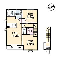 パインデュー　A棟 201 ｜ 鳥取県米子市夜見町2951（賃貸アパート2LDK・2階・65.66㎡） その2