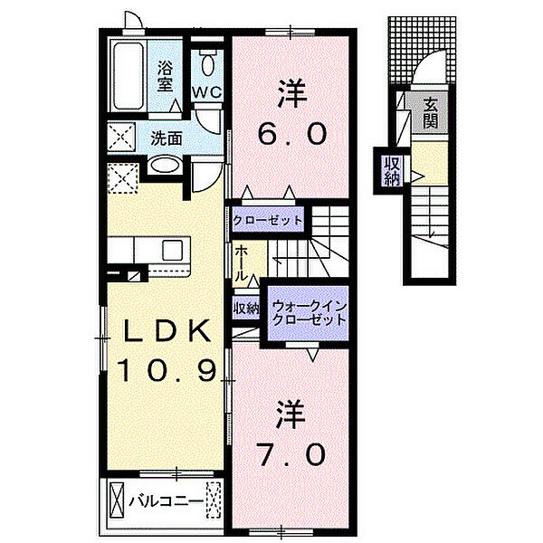 ヴィラ　プレジールIV 205｜鳥取県米子市夜見町(賃貸アパート2LDK・2階・59.14㎡)の写真 その2