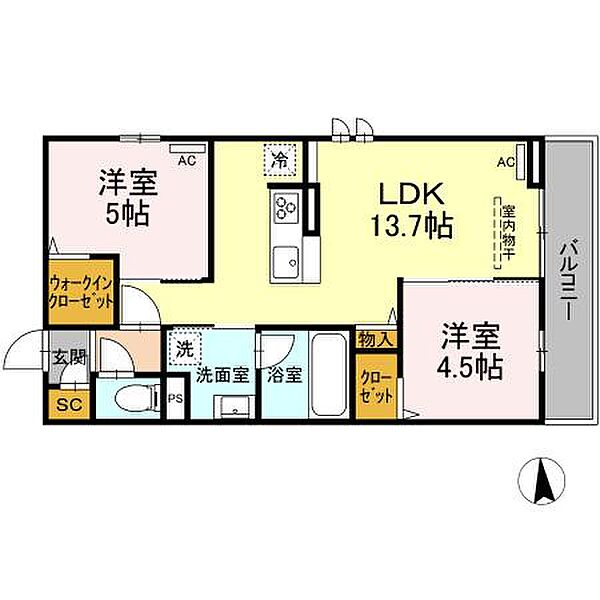 グリーンガーデン 301｜鳥取県米子市西福原8丁目(賃貸アパート2LDK・3階・52.78㎡)の写真 その2