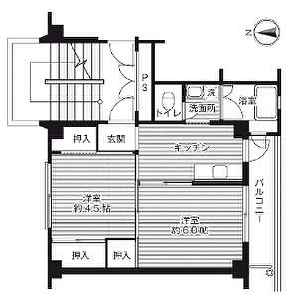 ビレッジハウス境港第二1号棟 406｜鳥取県境港市誠道町(賃貸マンション2K・4階・33.61㎡)の写真 その2