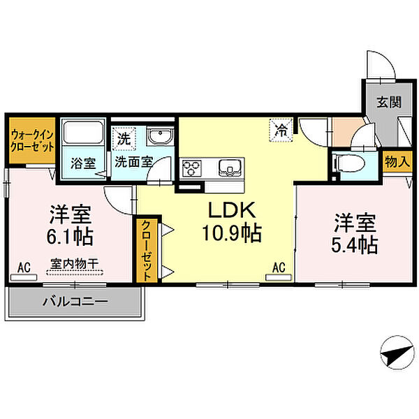 レセンテ1038 203｜鳥取県米子市米原3丁目(賃貸アパート2LDK・2階・51.43㎡)の写真 その2