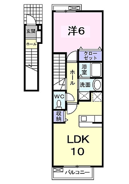 アヴィタシオン　Ｋ－II　Ｂ 202｜鳥取県米子市旗ヶ崎7丁目(賃貸アパート1LDK・2階・42.37㎡)の写真 その2