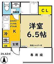 ウインズハイツ 1階1Kの間取り