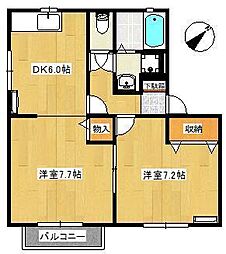 永悠々コーポ 2DKの間取図画像