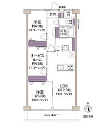 東大島ハイライズ 2SLDKの間取図画像