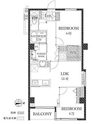 ノア南麻布 2LDKの間取図画像