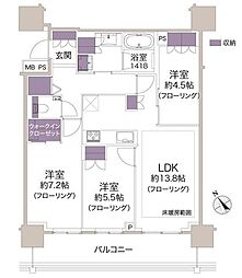 ブランズタワー所沢 3LDKの間取図画像
