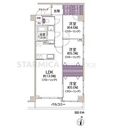 マイキャッスル武蔵関 3LDKの間取図画像