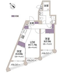 中銀第3目黒マンシオン 2LDKの間取図画像