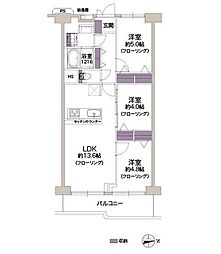 大島スカイハイツ 3LDKの間取図画像