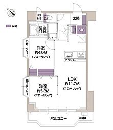 エクレール向島 2LDKの間取図画像