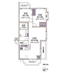マートルコート中野六丁目 2LDKの間取図画像
