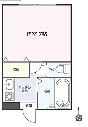 Casa白河 3階1Kの間取り