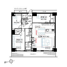 WComfortTowersWEST 2SLDKの間取図画像