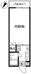 ハイツ龍宮城 1Kの間取図画像