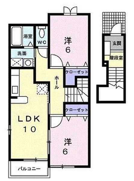 香川県高松市国分寺町新居(賃貸アパート2LDK・2階・57.22㎡)の写真 その4